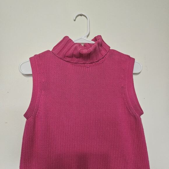 Vtg Sleeveless Turtleneck Sweater Womens M Pink 90s Preppy Boho Y2K Barbie Retro - Picture 2 of 9